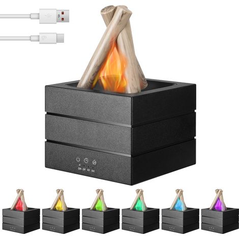 Diffuseur d'huiles Essentielles avec Lumière Effet Flamme, 280ml Diffuseur Arômes Humidificateurs Aromathérapie Tactile Diffuseur d'huile Parfumée avec 7 Couleurs et 3 Minuterie pour Maison Bureau (1/5)