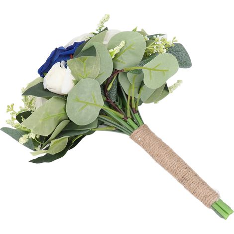 Künstlicher Brautstrauß, romantischer Brautstrauß aus Kunstblumen für Feierlichkeiten, Jubiläen und Partys, Blau (1/5)