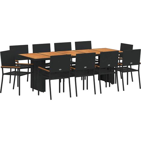 vidaXL Ensemble de salle à manger pour jardin 11 pc Noir polyrotin (1/5)