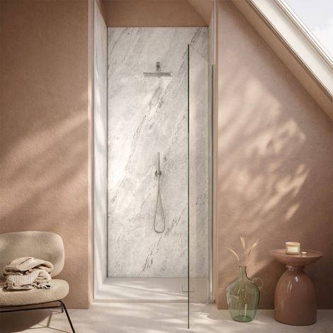 Set di 3 pannelli murali effetto pietra Artic Storm 90x250cm + profili cromati - STONE'IT