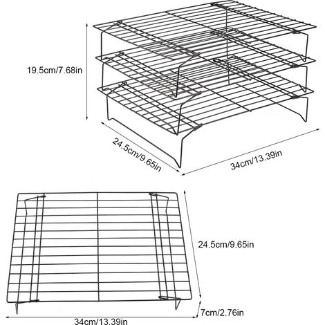 Grille de refroidissement en acier inoxydable, plaque de cuisson antiadhésive pour biscuits, gâteaux et pains (1/5)