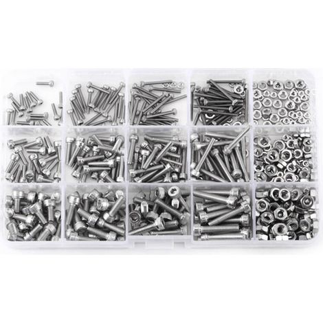 480 pièces vis écrous hexagonaux inox M2 M3 M4 outil réparation (1/5)