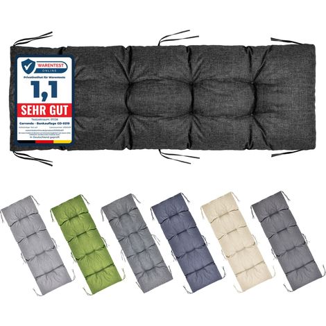 Garronda Coussin Exterieur Impermeable 160x50 cm pour Banc de Jardin Canapé Extérieur et Balancelle Coussins d'Assise Résistant UV pour Terrasse Balcon et Intérieur avec Cordons GD-0219 Noir
