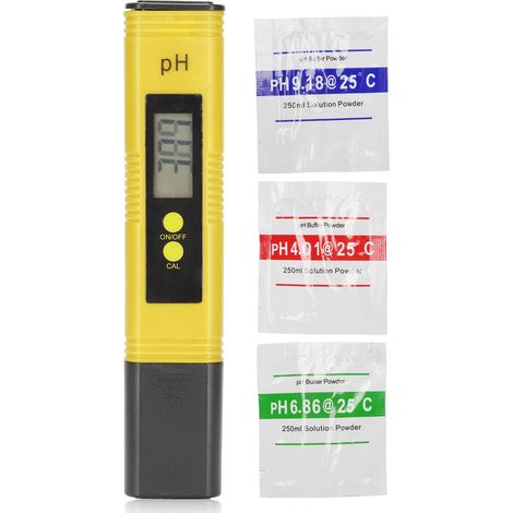 Testeur de pH stylo haute précision, calibration automatique, portable pour piscines, aquariums et spas, avec ATC, couleur jaune et noir. (1/5)