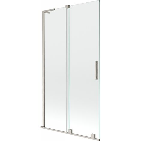 Mexen Velar L paravento da doccia a 2 ante scorrevoli 100 x 150 cm, trasparente, nichel spazzolato - 896-100-003-01-97 (1/2)