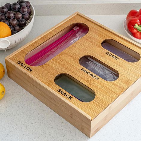 Baggie Organiseur de tiroir, récipient cuisine 4 en 1, organiseur sac rangement avec séparateurs, tiroir robuste compartiments réglables, organisation facile des accessoires - (1/5)