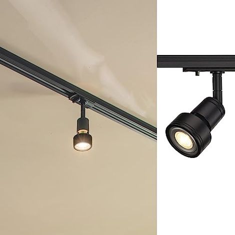 Slv faretto da binario puri gu10 max 50w incluso adattatore nero 143390