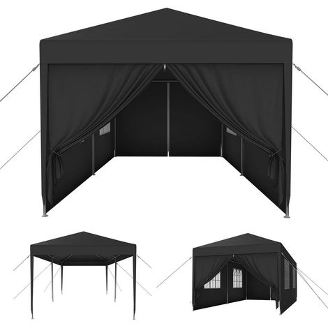 Pavillon 3x6m Wasserdicht mit Seitenteilen und Fenstern, Anthrazit (1/5)