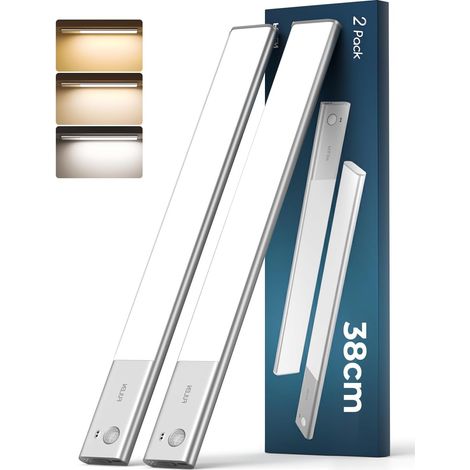 Lampe LED Rechargeable, 38CM Barre LED Cuisine avec Détecteur de Mouvement Intérieur, Lumière Sans Fil avec Batterie 3500mAh, Éclairage LED Cuisine Sous Meuble, Argent (1/5)