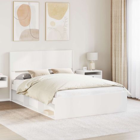 vidaXL Bettgestell mit Stauraum und Kopfteil Weiß 150 x 200 cm (1/5)