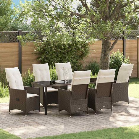 Set da Pranzo per Giardino 7 pz Marrone polyrattan vidaXL (1/5)