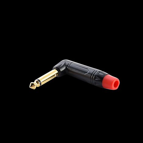 New angled 6.5mm to 6.35mm mono audio jack, 90-degree dual-conductor gold-plated soldered microphone (red) (1/5)