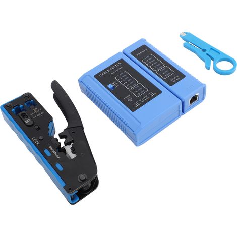 Kit de Pince à Crimper RJ45 Outil de Sertissage, Coupe et Dénudage de Câble Réseau avec Testeur pour Cat5e, Cat6, Cat6a (1/5)