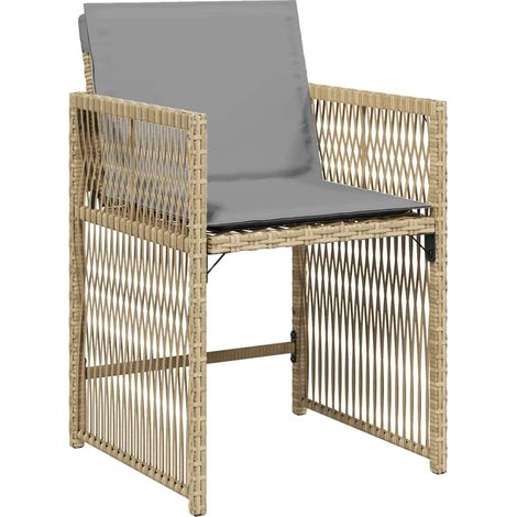 vidaXL Sedie da Giardino con Cuscini 4 pz Beige Misto in Polyrattan (1/5)