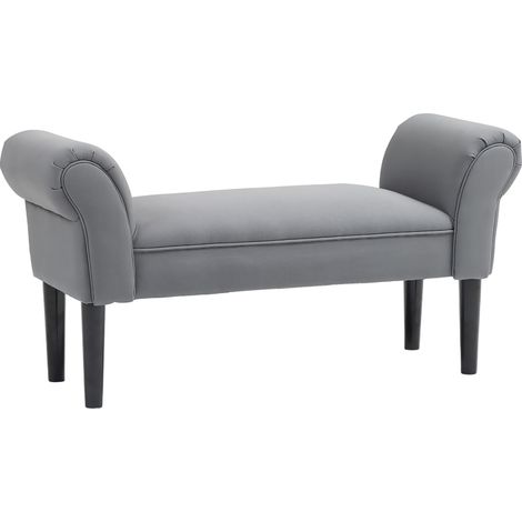 Banc rembourré en tissu Segel gris foncé 102 x 36 x 51 cm, charge max 130 kg (1/5)