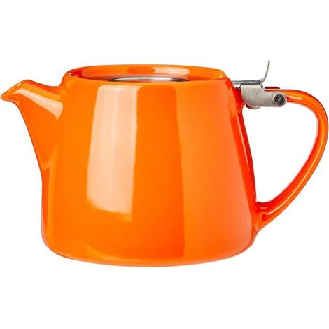 Théière en céramique de 400 ml avec filtre en acier inoxydable et couvercle à charnière pour l'infusion du thé (1/4)