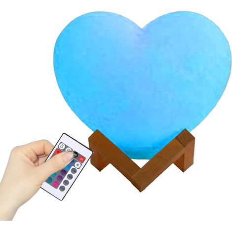 Lampe de Nuit en Forme de Cœur - Éclairage LED Rechargeable USB 16 Couleurs Lampe LED Cœur avec Support et Télécommande Pour Saint-Valentin Bureau Maison Chambre Salon Chambre Bébé Fête (1/5)