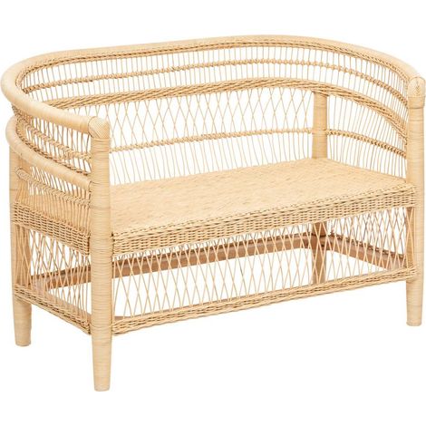 Panca malevio in rattan e mogano 125x65cm beige - Atmosphera créateur d'intérieur (1/4)