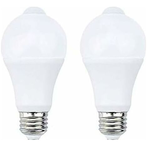 12W E27 PIR Infrarouge Ampoule LED avec Détecteur de Mouvement ON/OFF Automatiquement A60 220V 700lm équivalent 70W Halogène pour Escalier Couloir Garage（Lot de 2,Blanc Chaud 2700k） (1/4)
