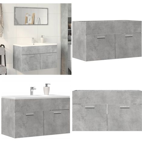 vidaXL Waschbeckenunterschrank Betongrau 80x38,5x46 cm Holzwerkstoff