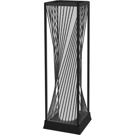 Lampe solaire sur pied en rotin avec détecteur de lumière, 25 LED, IP44 résistant aux éclaboussures, noir et gris (1/5)