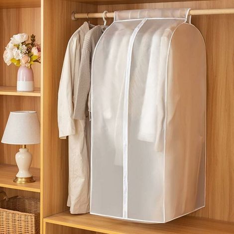 housse vetements à suspendre, 60x50x120cm PEVA étanche à la poussière et à leau housse vetement, résistant à la saleté et inodore lavable housses de vêtements réutilisable avec fermeture éclair (1/5)