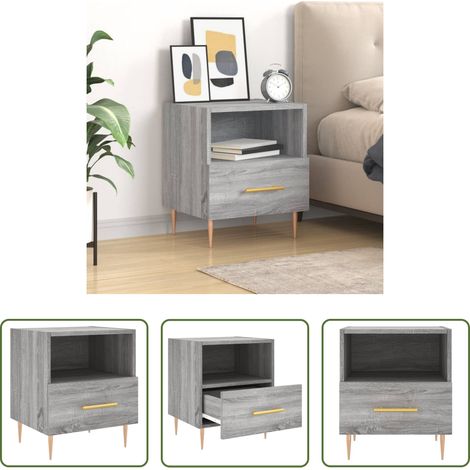 vidaXL Nachttisch mit Fach - Nachttisch Grau Sonoma 40x35x47,5 cm Holzwerkstoff (1/5)