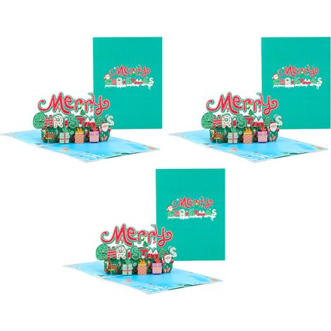 Lot de 3 cartes de vœux de Noël créatives, cadeaux de Noël, cartes de sapin de Noël, cartes de vœux de Noël 3D (1/4)