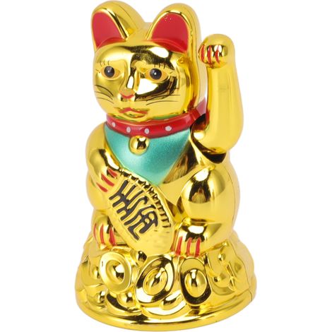 Glückskatzen-Ornament, elektrische Katzenfigur aus Kunststoff, 11,4 cm, Gold MLY45A (1/5)