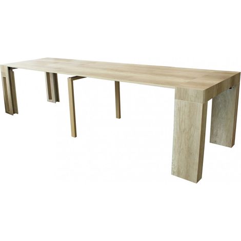 Tavolo consolle allungabile salvaspazio in mdf con struttura in metallo 90x45/300xH75 cm Napoca - Rovere grigio