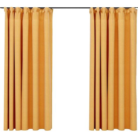 Maison Exclusive - Tende Oscuranti con Ganci Effetto Lino 2 pz Gialle 140x175 cm (1/5)