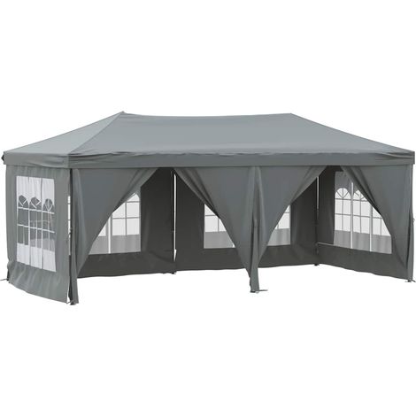 Tente de réception pliable avec parois Anthracite 3x6 m
