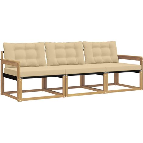 Set di divani da esterno con cuscino 3 pz  Salotto da Giardino Bianco e Beige (1/5)
