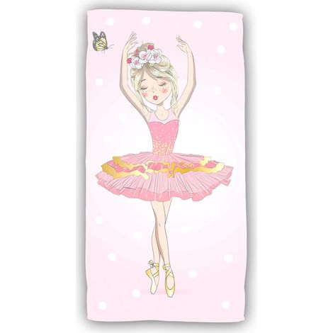 Ballerina Baumwolle Strandtuch Frottee Badetuch mit Premium Druck, 70x140 cm (1/2)