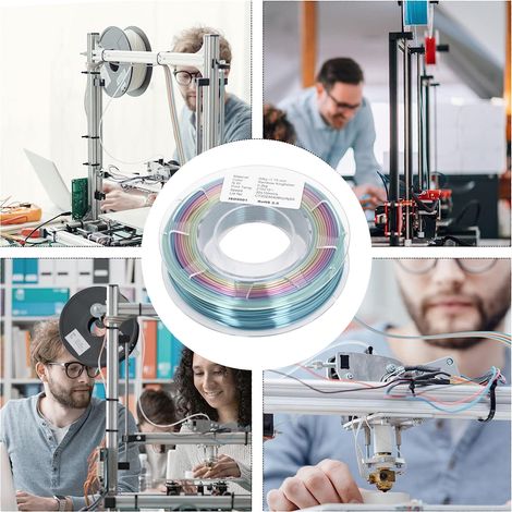 Impression 3D Silk Rainbow : filament PLA soyeux de 1,75 mm d’épaisseur, 200 g, brillant, impression rapide, dégradé de couleurs, effet arc-en-ciel. (1/5)