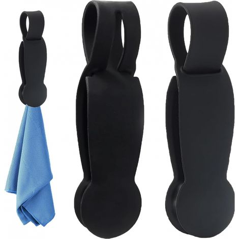 Accroche Torchon Cuisine en Crochet Aimanté Puissant Torchons Serviette Salle de Bain (Noir) 2 pièces Silicone Noir (1/5)