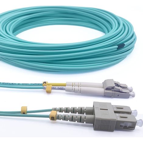 Elfcam LWL-Patchkabel 20m SC/UPC auf LC/UPC – OM3 Multimode Duplex 50/125 µm, LSZH – Hochleistungs-Glasfaserkabel für schnelle Verbindungen (1/5)