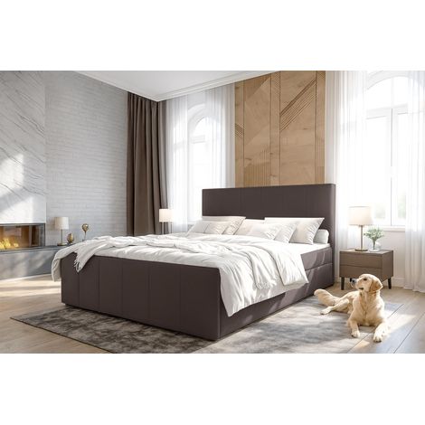 AX LIVING Levente Boxbett mit Bettkasten 160x200 Boxspringbett Braun