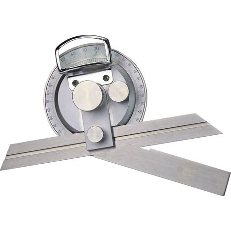 Rapporteur d'angles universel chromé satiné avec circonférence graduée 0-90° et loupe sans parallaxe MIB 121990101
