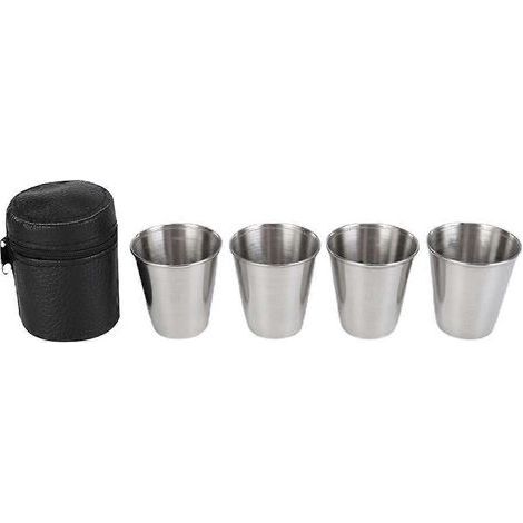 ensemble de verres à liqueur en acier inoxydable avec couvercle, verres à vin d'extérieur antirouille-5.6X5.2X5.2CM-Silver (1/4)