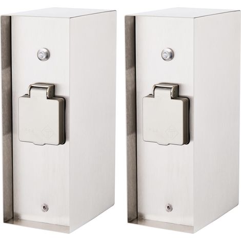 2x Novatool Gartensteckdose 2x Steckdosensäule 3-fach Silber Steckdosenleiste, Montageplatte, Dübel und Schrauben (1/5)