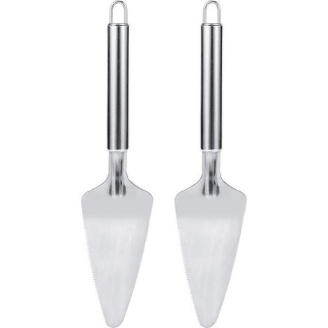 Juego de palas para pizza - Servidor de pasteles - Utensilios de repostería - Mango ergonómico - 2 piezas - Plateado (1/5)