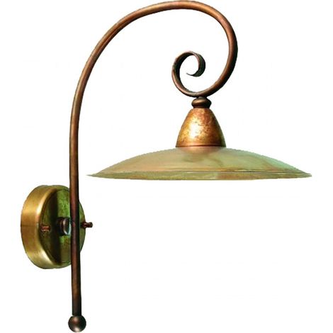 Applique rustica lampadari bartalini riccio a25 e27 led ottone lampada parete (1/4)