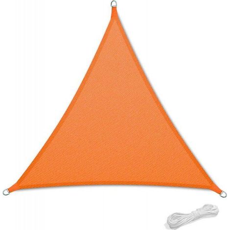 1 Voile d'ombrage triangulaire 3x3x3m, Polyester enduit polyuréthane, Orange, Protection UV 90%, Jardin, Camping (1/5)