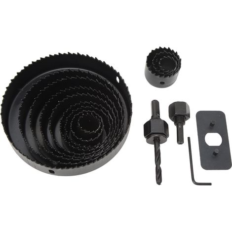 Jeu de 16 scies cloches carbone, ouvre-trous coupe-plâtre, forets trépan pour cloison, kit perçage mural, accessoires bricolage. (1/5)