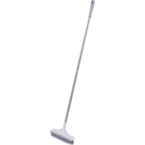 Brosse de nettoyage de sol blanche 2 en 1 à tête rotative et manche long avec brosse de douche (1/5)