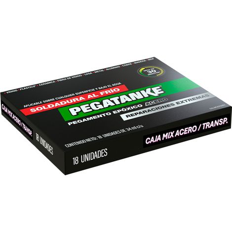 Boîte Mix époxy Professionnel Bicomposant Acier Et Transparent, Espagnol, 18 Unités