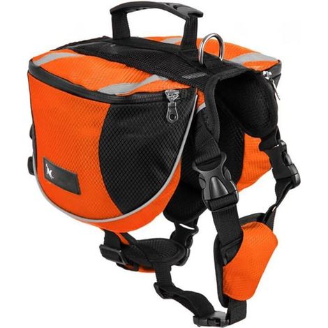 Sacoche de Selle Sac à Dos pour Chien Moyens & Grands, Veste Gilet Imperméable Réglable Grande (Orange, L( Chien 28kg - 40kg)) (1/5)