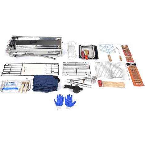 Lot complet de 50 pièces de grille barbecue en acier inoxydable épais, support pour cuiseur à charbon (1/5)