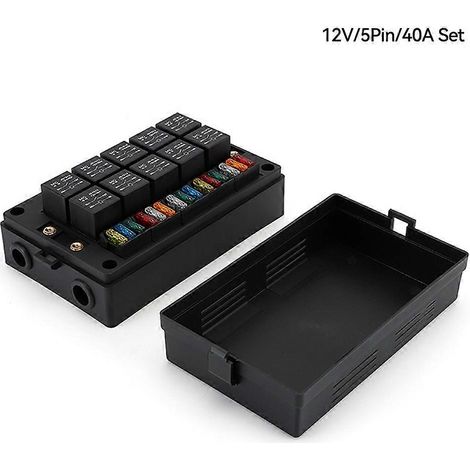 Boîte à fusibles automobile, ensemble porte-fusibles et relais automobile, compatible avec centre de commande 12 V/24 V (1/5)